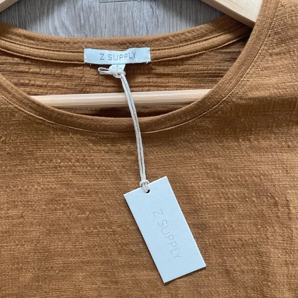 NWT Z Supply Camel Smocked Waist Knit Mini Dress Size L - Picture 4 of 7